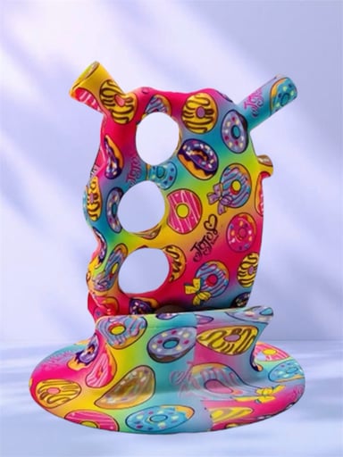 Preview pic of Style 1) Silicone Knuckles Bubbler w/ Matching Stand “JoJo Siwa” 🏳️‍🌈