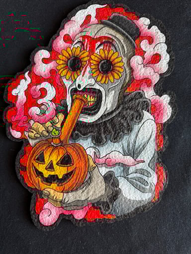 Preview pic of 🔥 Dark Mountain Cult x 74lands x Moodmats LE 11/30 Glow Mat – “Just the Tip” Art the Clown