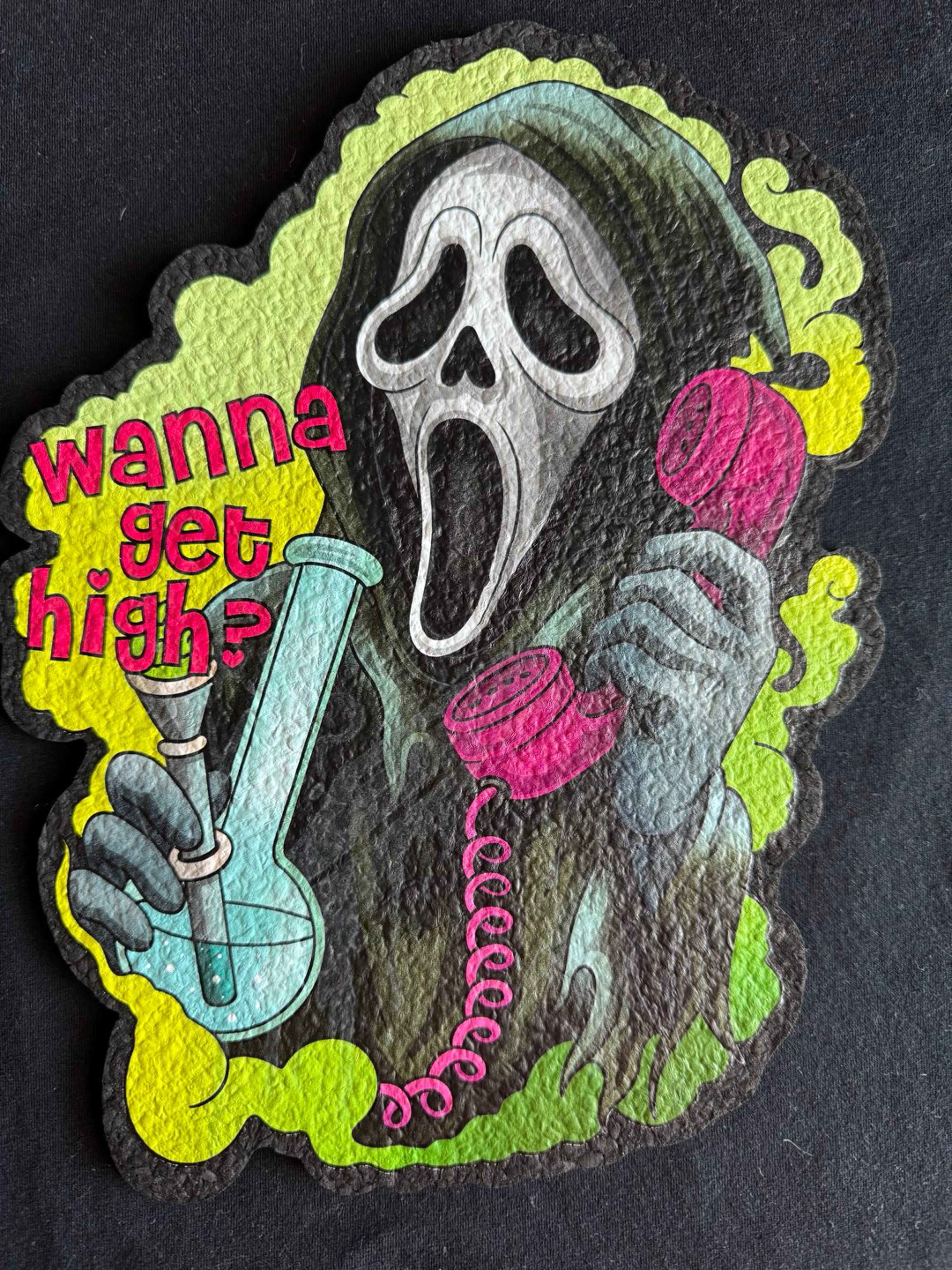 Preview pic of 🩸 Dark Mountain Cult x 74lands x Moodmats — LE 15/30 Glow Ghostface Mat (“Wanna Get High?”)