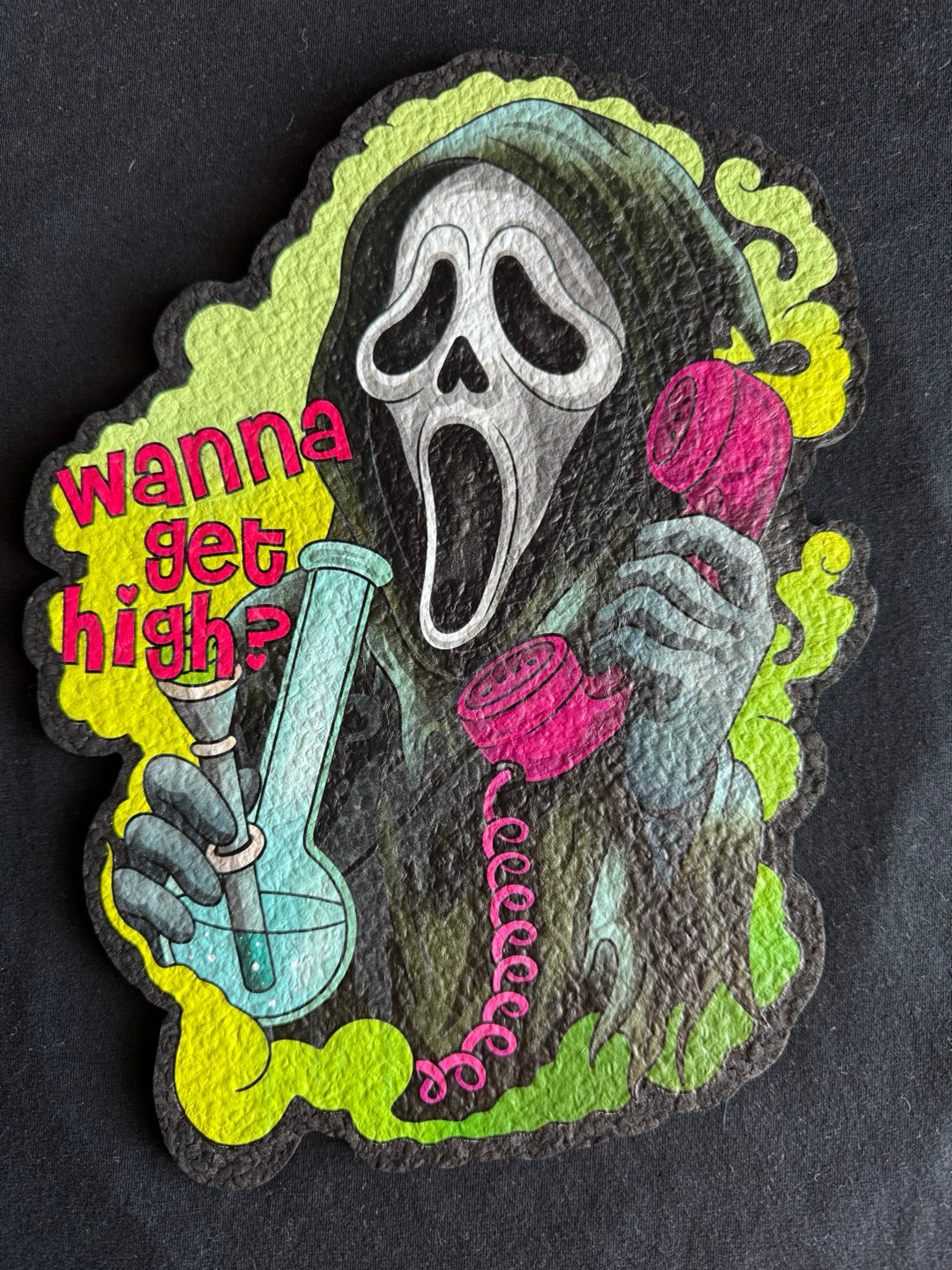 Preview pic of 🩸 Dark Mountain Cult x 74lands x Moodmats — LE 28/30 Glow Ghostface Mat (“Wanna Get High?”)