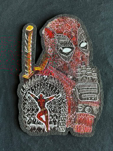 Preview pic of 🩸 Moodmats “Test Print” — 74lands Artwork (Deadpool-Style Mashup)