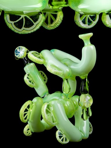 Preview pic of Blitzkriega Glass x Lyons Glass Full Sized Balloon Dog Heady Glass Dab Rigs - "Citrus Slyme"
