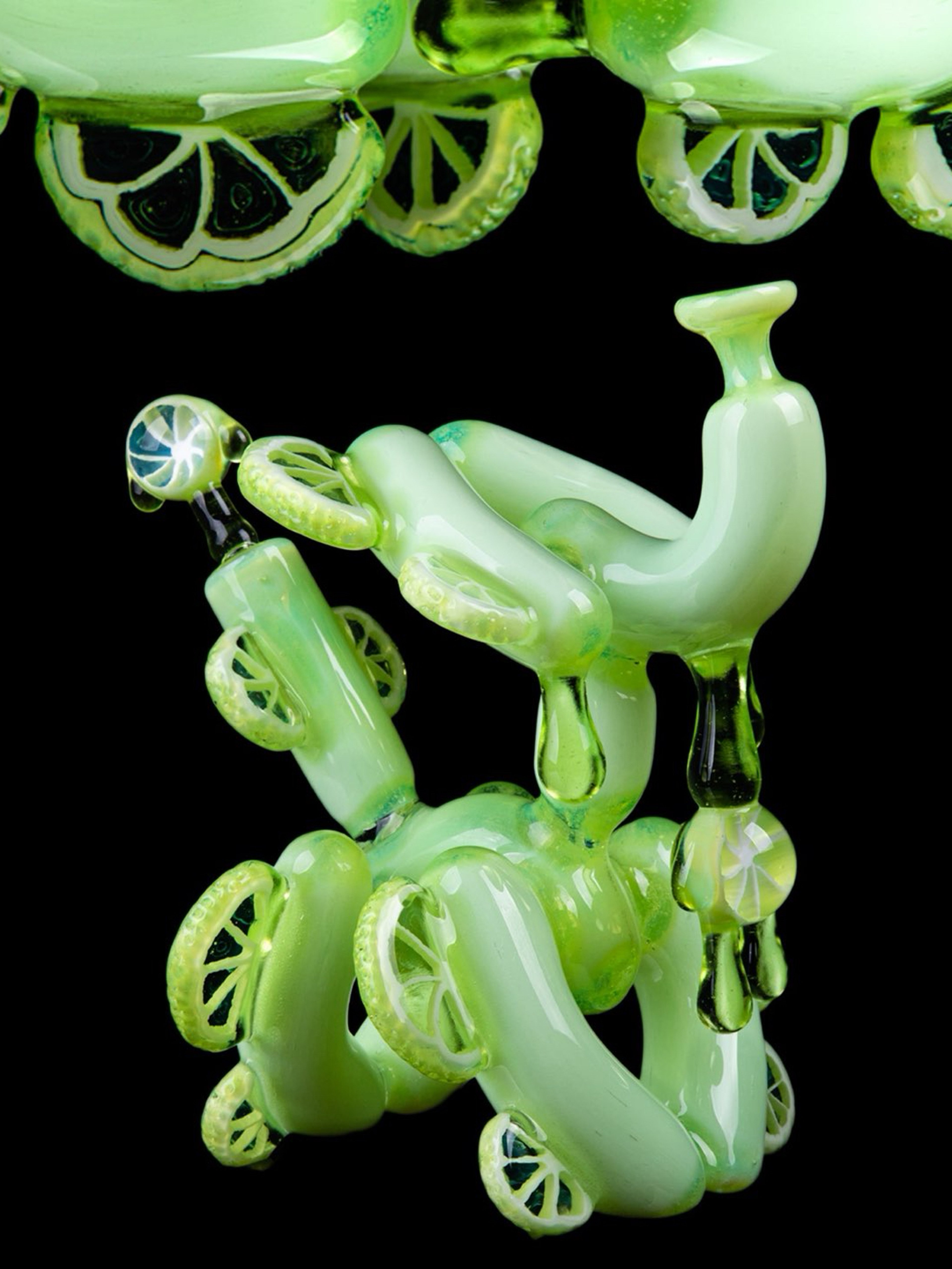 Preview pic of Blitzkriega Glass x Lyons Glass Full Sized Balloon Dog Heady Glass Dab Rigs - "Citrus Slyme"