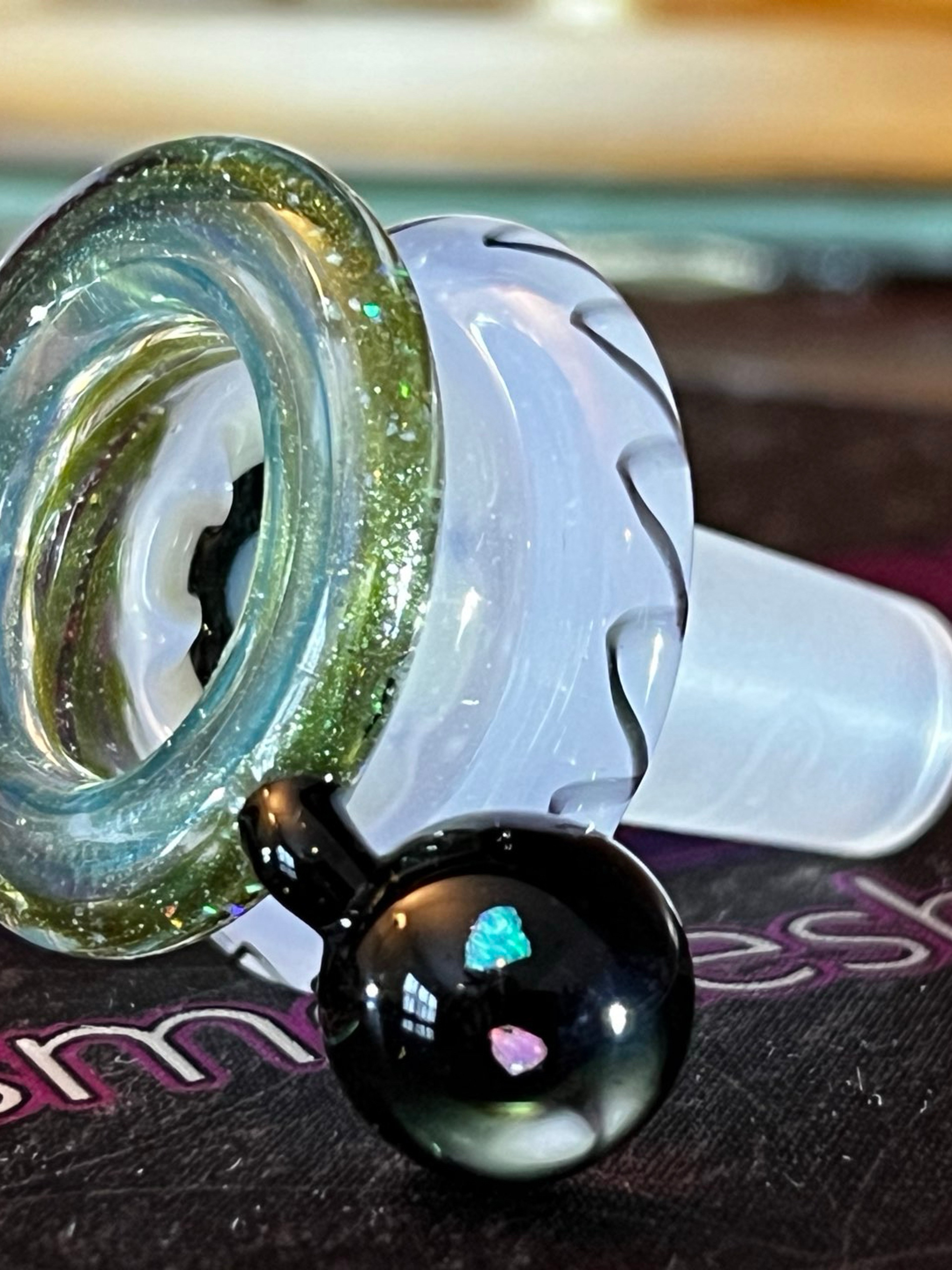 Preview pic of Mobius Slide Worked UV & Crushed Opal - Bowl Multi-Hole 14mm