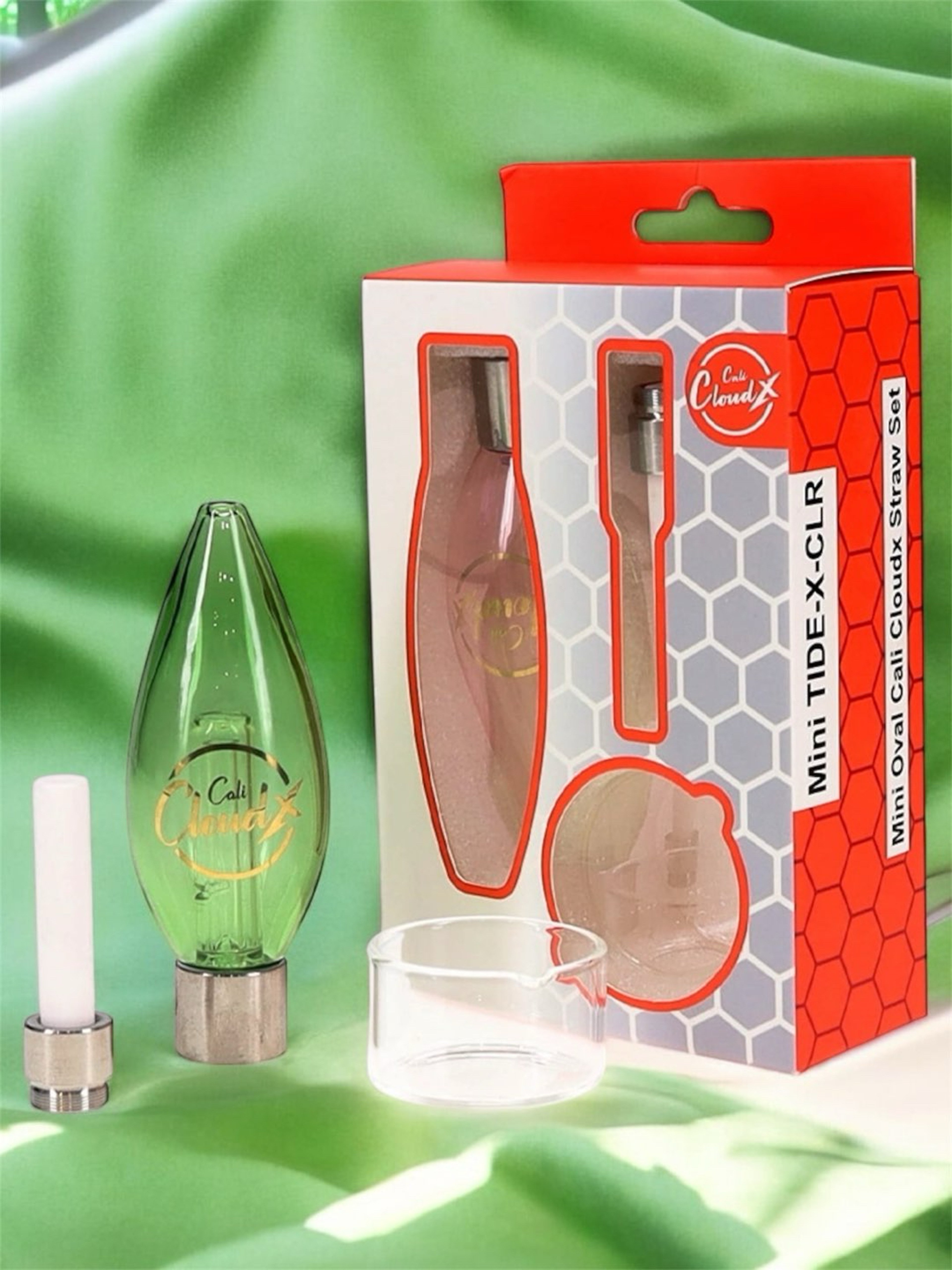 Preview pic of Cali CloudX Mini Oval Straw Nectar Collector Set in Green