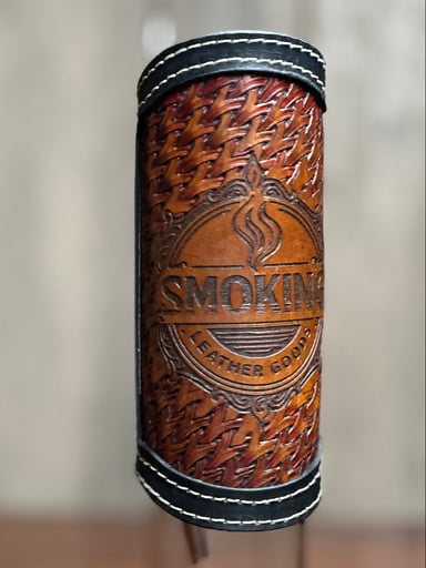 Preview pic of RipGrip – Handcrafted Tooled Leather Wrap for Glass Pieces