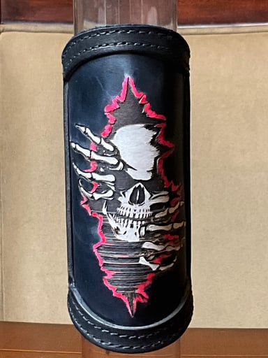 Preview pic of RipGrip – Handcrafted Leather Wrap with Glow-In-The-Dark & UV Details