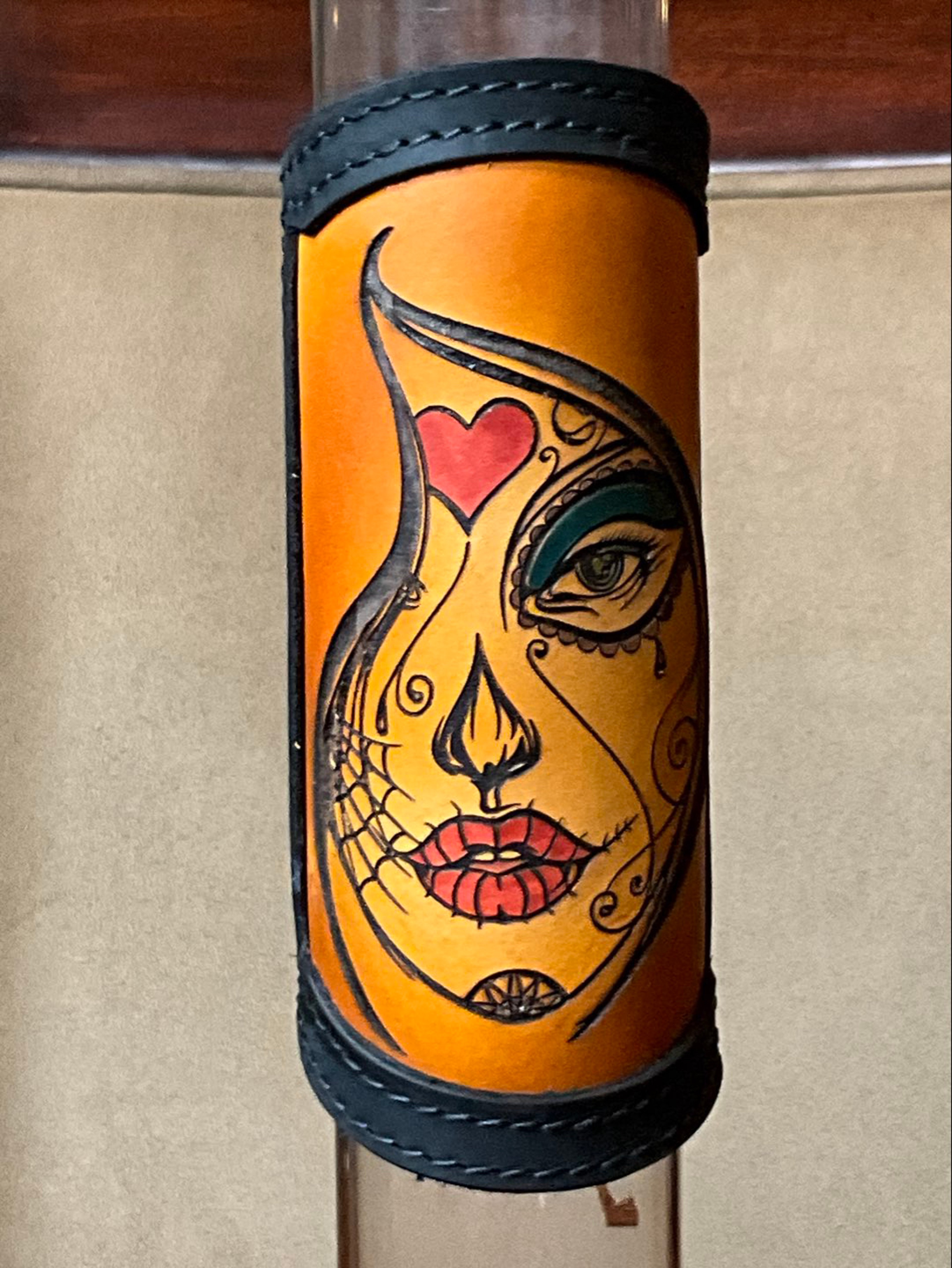 Preview pic of RipGrip – Handcrafted Watercolor-Style Leather Wrap for Glass Pieces