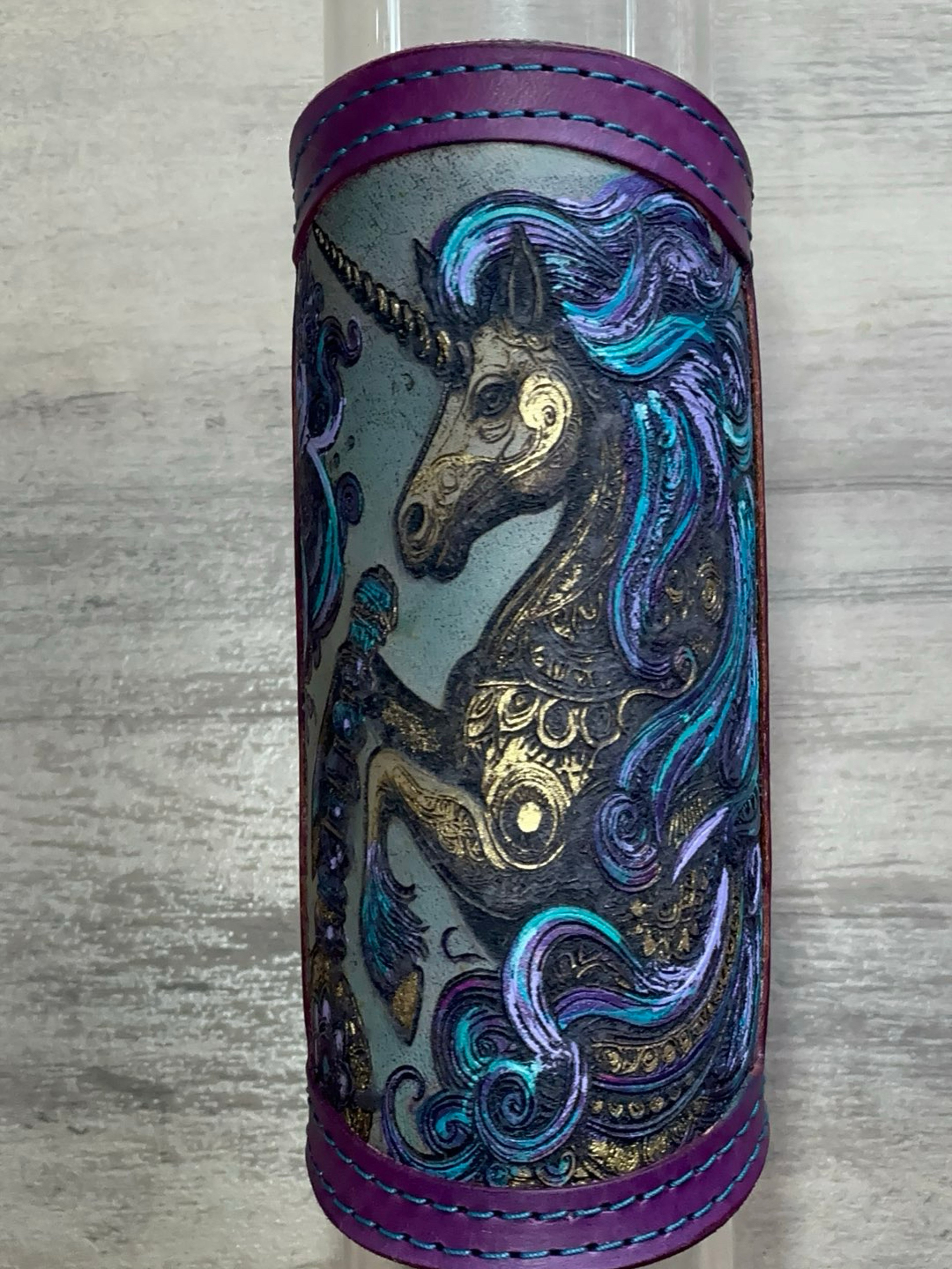 RipGrip – Handcrafted Hand-Painted Leather Wrap for Glass Pieces image 0