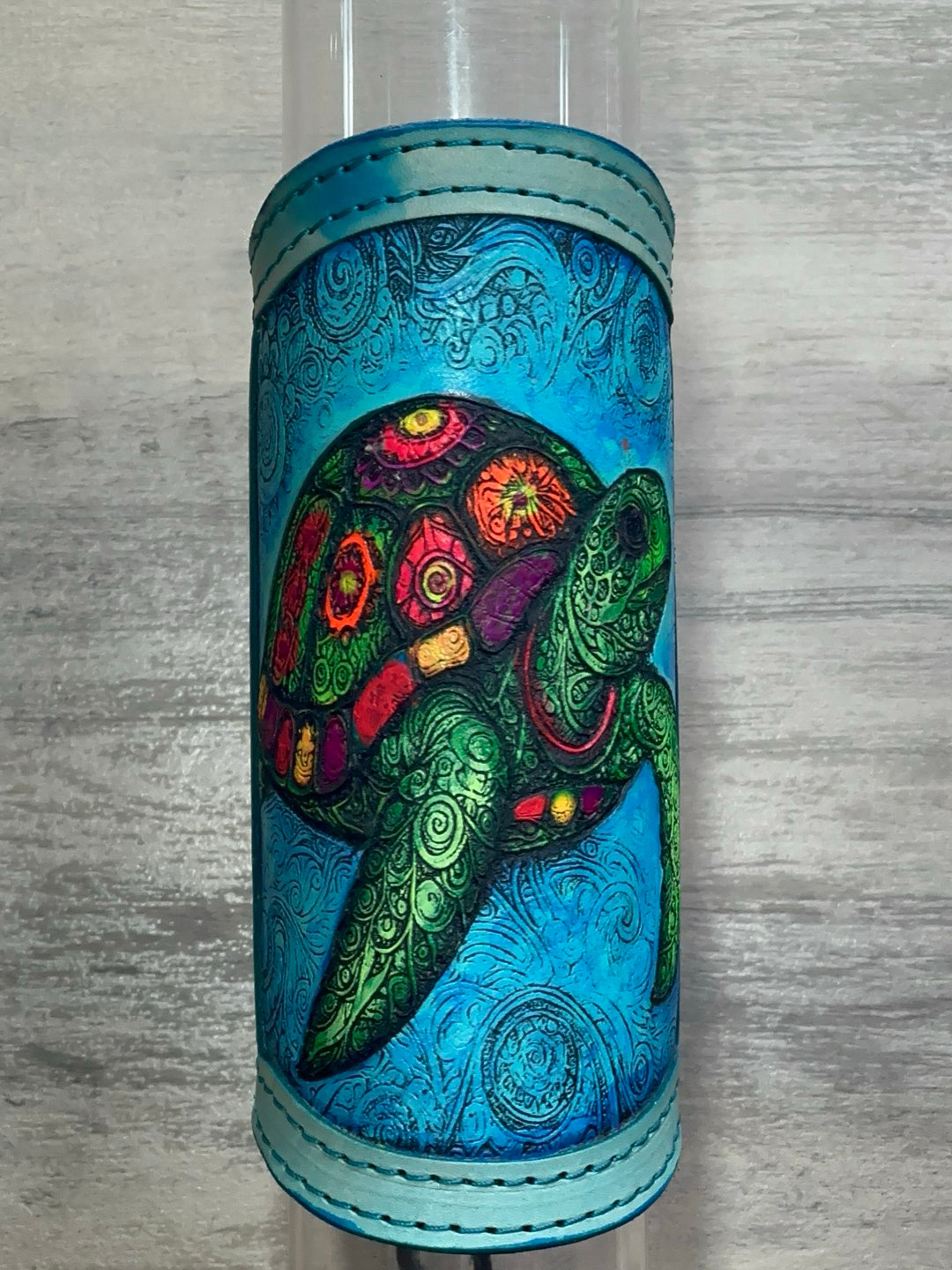 Preview pic of RipGrip – Handcrafted Leather Wrap with UV-Reactive Neon Details