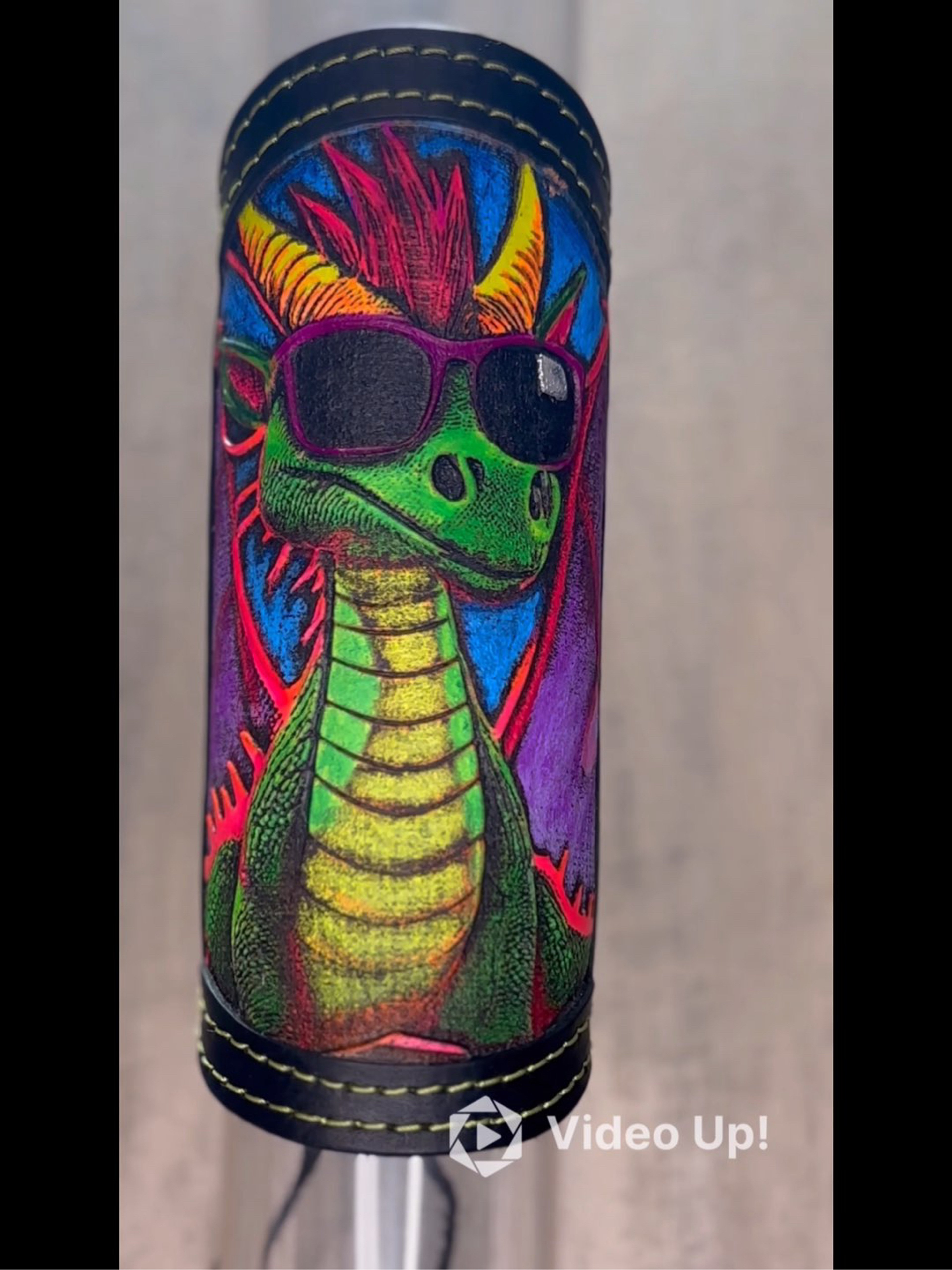 Preview pic of RipGrip – Handcrafted Leather Wrap with UV-Reactive Neon Details