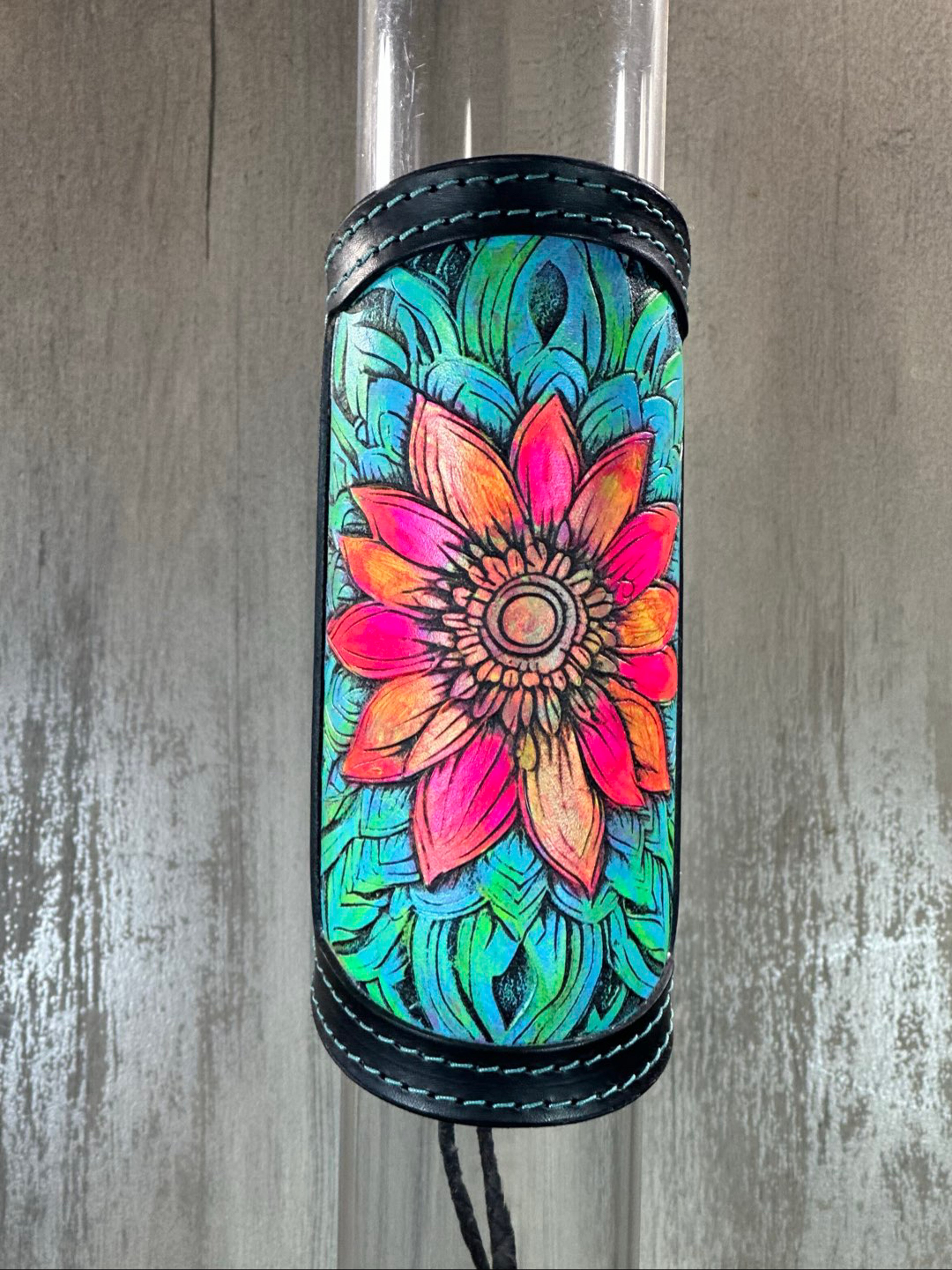 Preview pic of RipGrip – Handcrafted Leather Wrap with UV-Reactive Neon Details