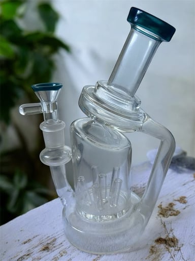 Preview pic of Transparent 7” Sprinkler Perc Recycler w/ Teal Accents