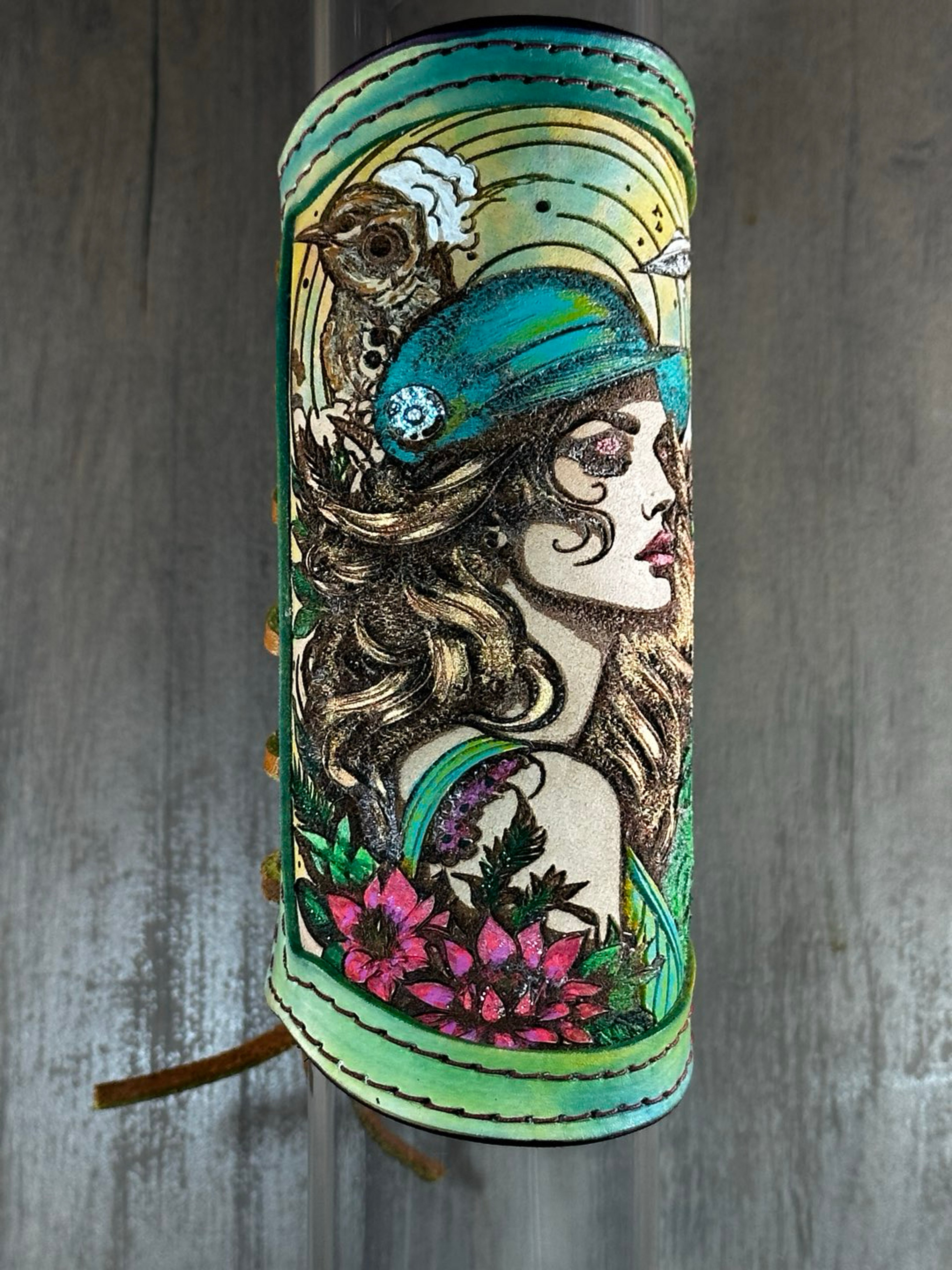 Preview pic of RipGrip – Handcrafted Leather Wrap with UV-Reactive Neon Details