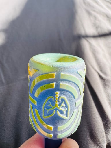 Preview pic of 14mm DEEP ETCHED AND SANDBLASTED / SILVER FRIT FULL COLOR SLIDE/BOWL !!
