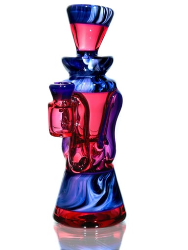 Preview pic of Rycraft - Fully-worked Mid-size Double-uptake Rycycler -  Royal Jelly/Gold Ruby/Custom Marble Tech - 10mm Female