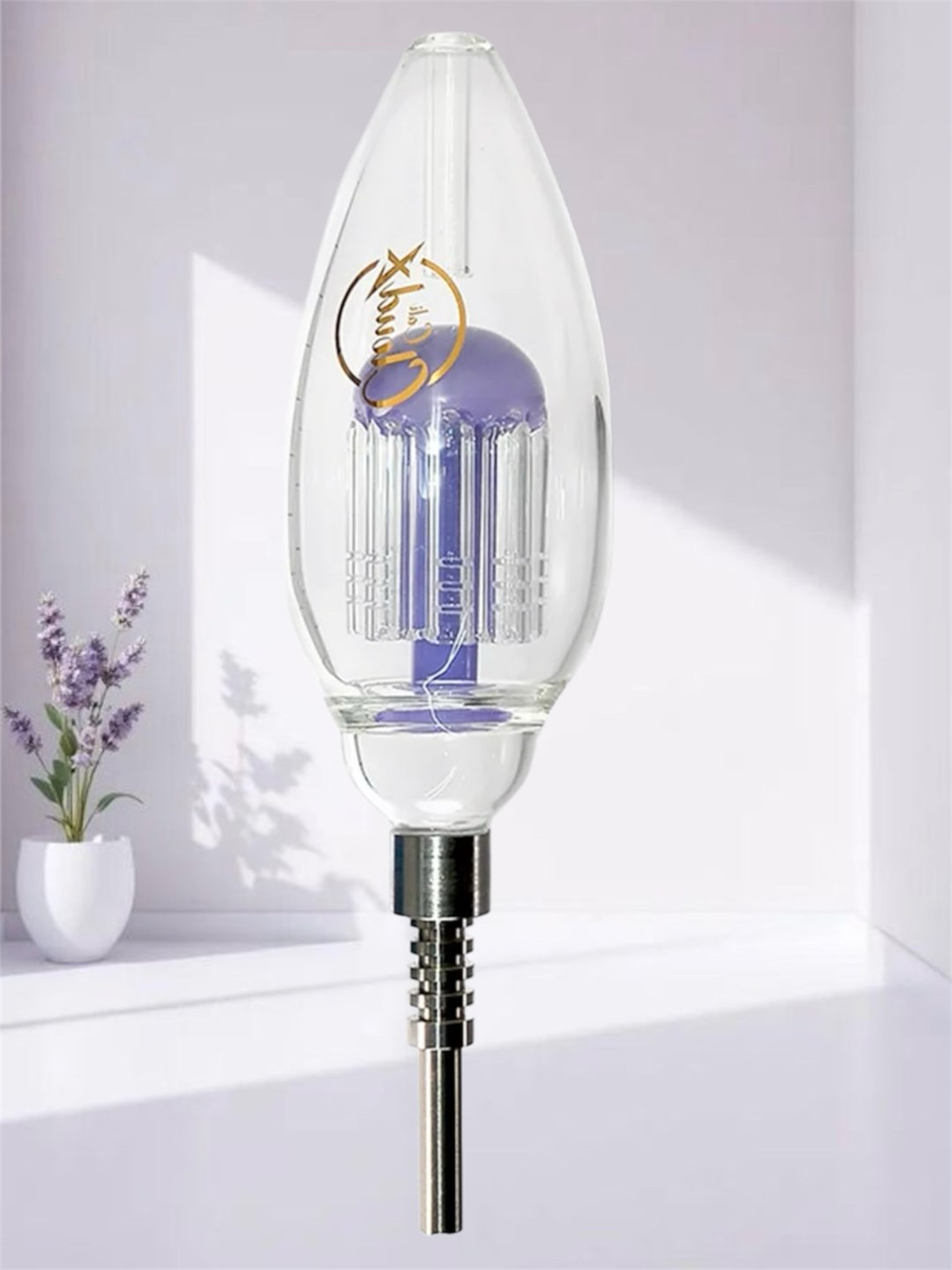 Cali CloudX🪻Large Oval Tree Perc Straw Nectar Collector Set in Purple image 0