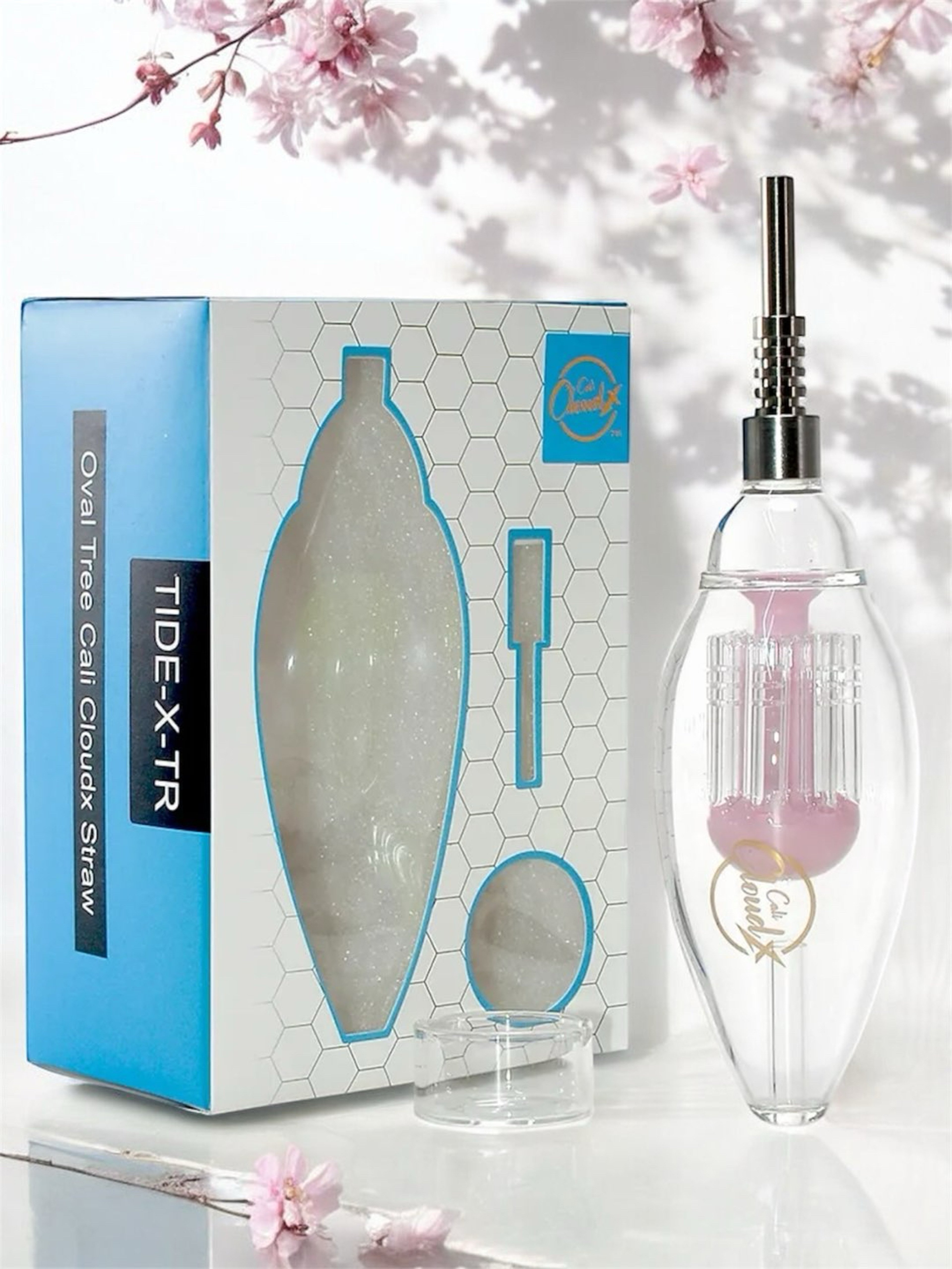 Cali CloudX 🌸 Large Oval Tree Perc Straw Nectar Collector Set in Pink image 0