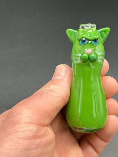 Preview pic of Jade push bowl forest cat chillum.