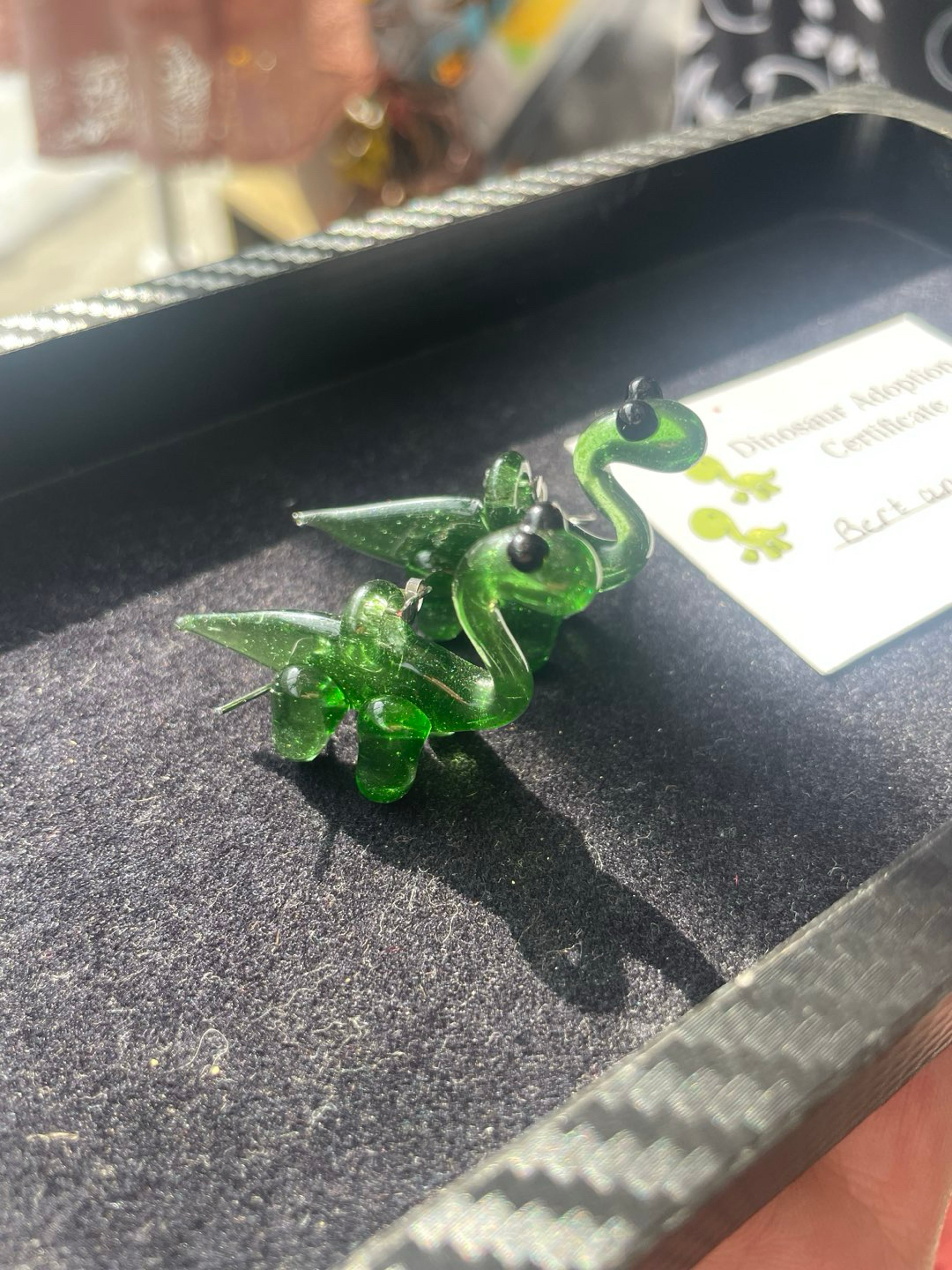 Preview pic of Dinosaur earring set with Adoption Card