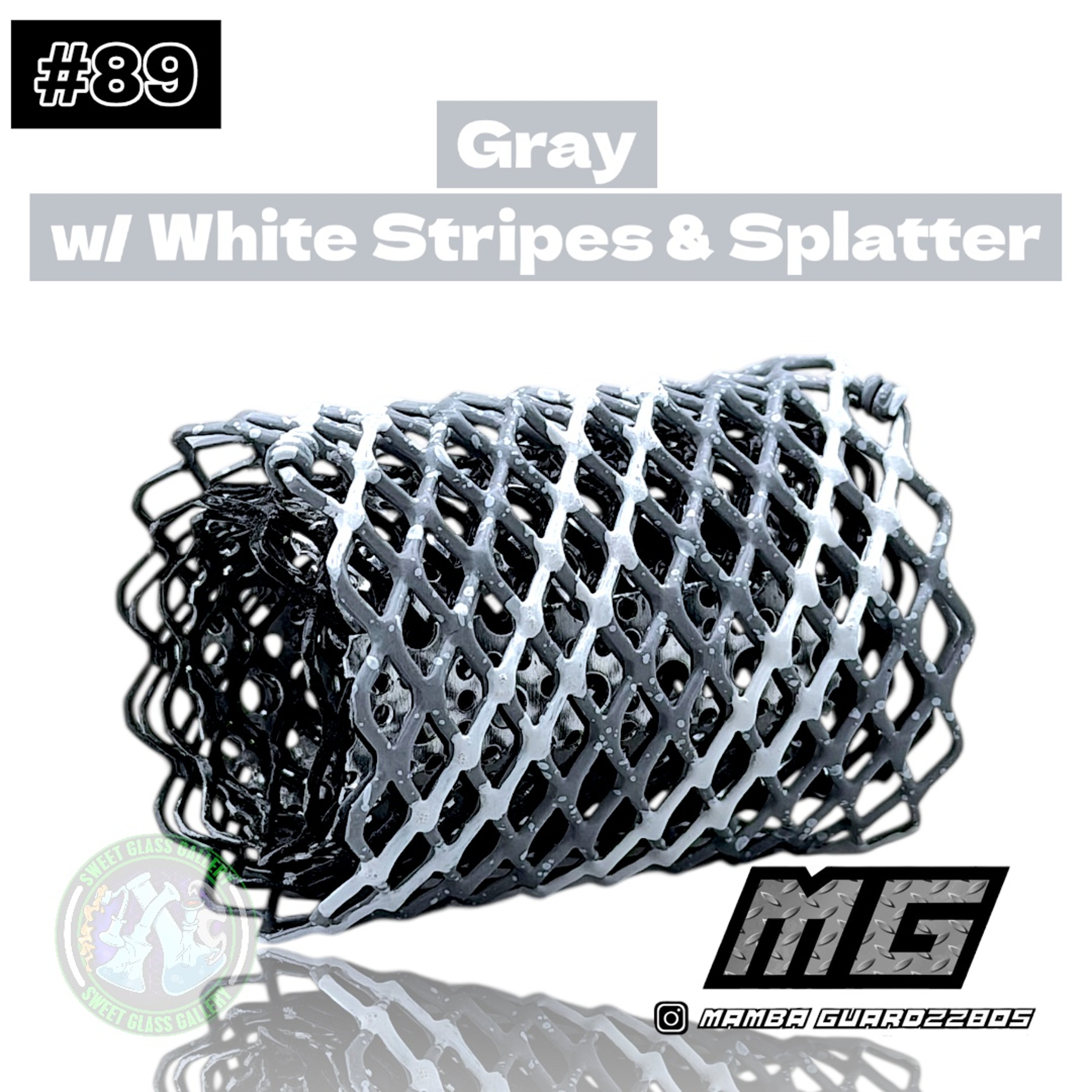Preview pic of Mamba Guardzz - Heat Cage #89 - Blazer GT8000 Guard (Gray w/ White Stripes & Splatter)