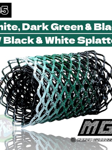 Preview pic of Mamba Guardzz - Heat Cage #95 - Blazer GT8000 Guard (White, Dark Green & Black w/ Black & White Splatter)