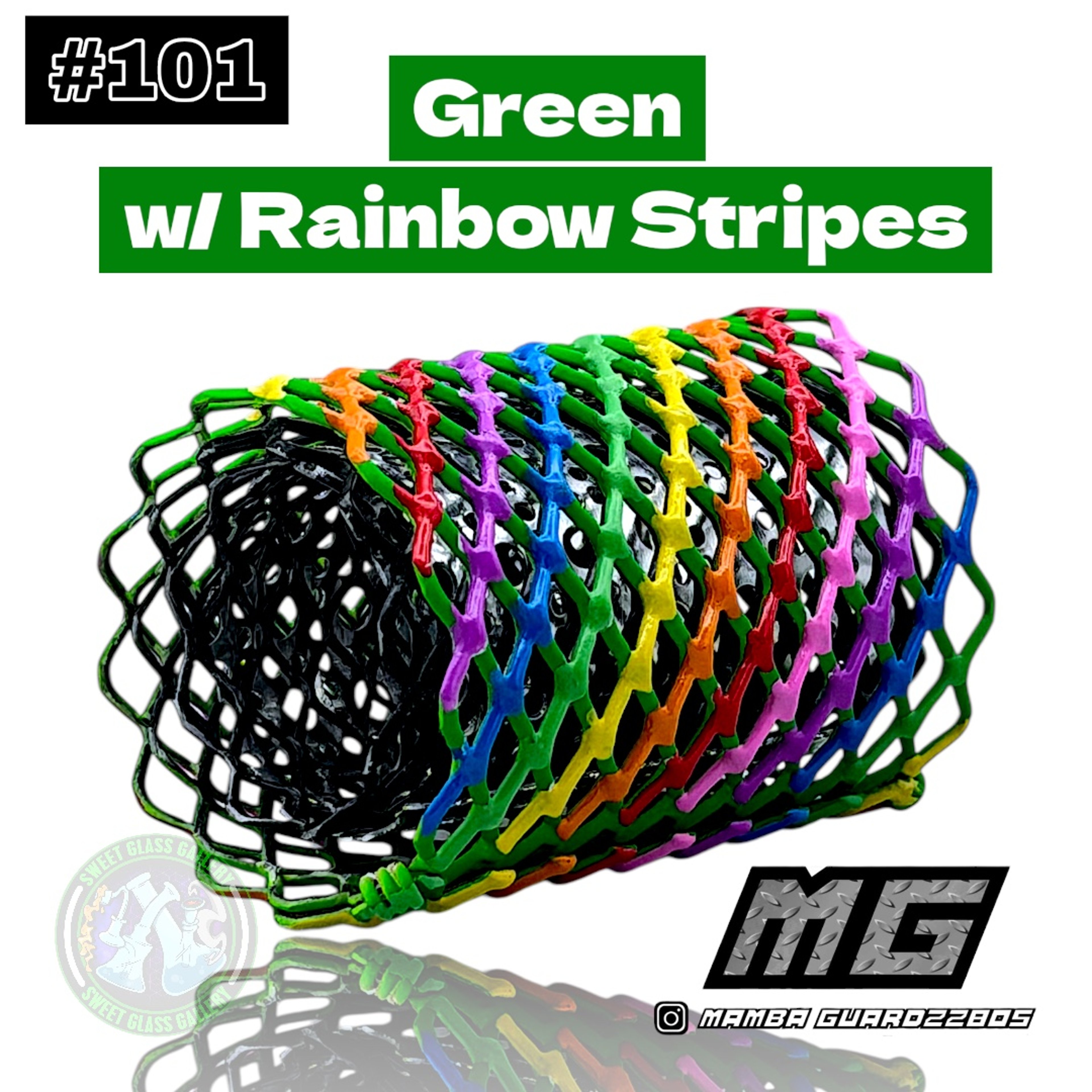 Preview pic of Mamba Guardzz - Heat Cage #101 Blazer GT8000 Guard (Green w/ Rainbow Stripes)