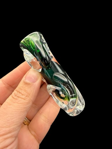 Preview pic of 3.5” Chunky Green Deep Bowl Chillum by Glass By Nobody