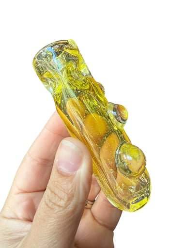 Preview pic of 3.5” Yellow Chunky Chillum w/ Built in Screen/ Deep bowl by Glass By Nobody