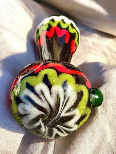 Preview pic of Wig Wag Dichroic Spoon Pipe with Accent Marble