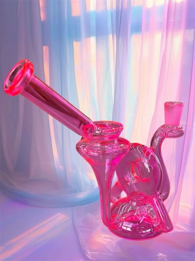 Preview pic of Hot Pink 8” Donut Chamber Uptake Quad Recycler