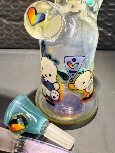 Preview pic of Punty glass tube w/UV and flower bowl