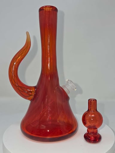 Preview pic of Brian Sheridan Red Elvis Mini Beaker w/ matching Bubble Cap
