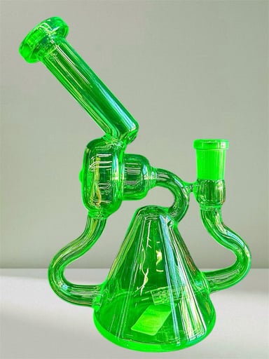 Preview pic of Style 1) Translucent Lime Green 💚 3 Arm Recycler - Pyramid & Uptake Donut Chamber