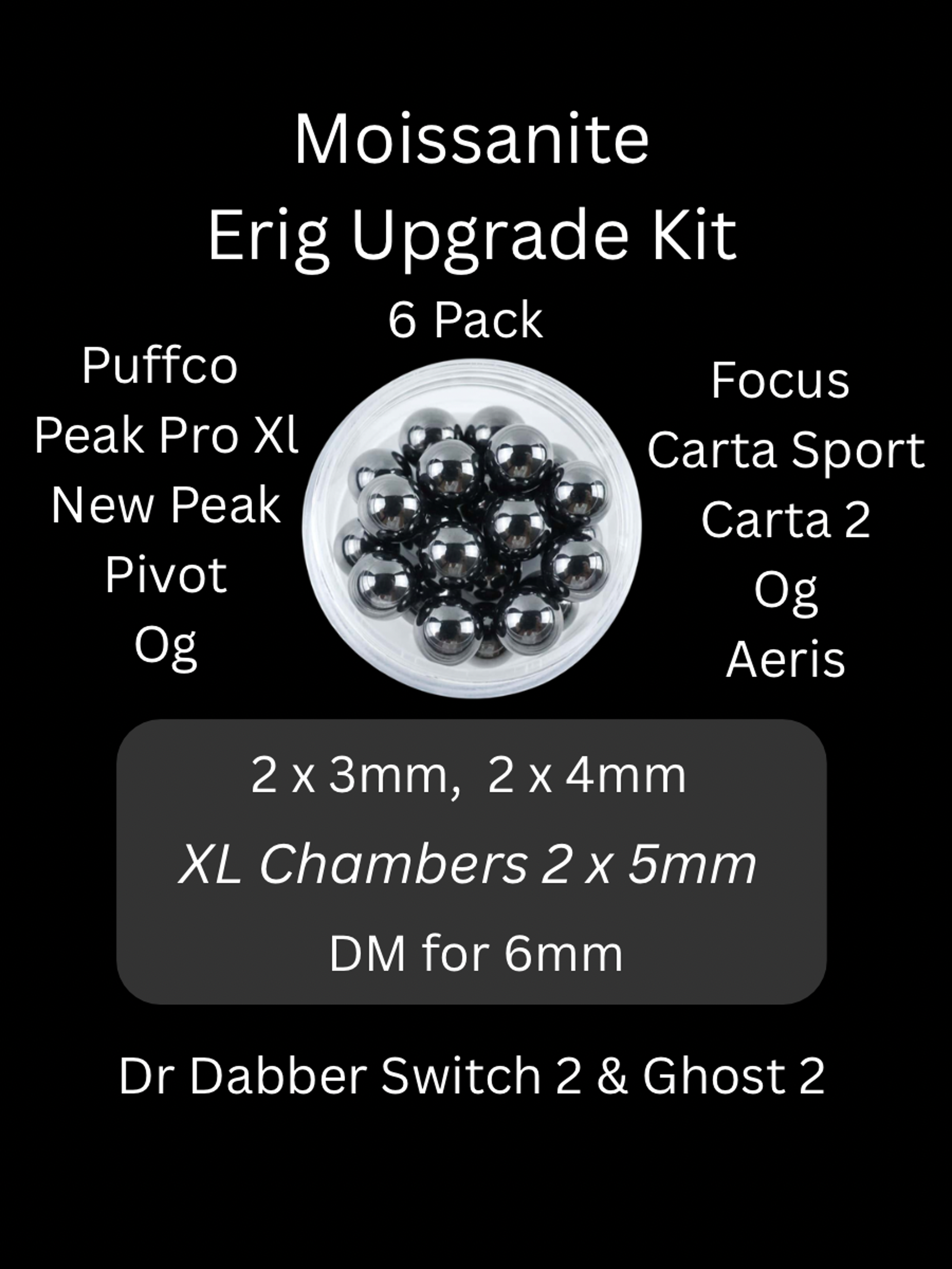 Preview pic of Moissanite E-Rig Upgrade Kit (6pc) 3mm, 4mm, 5mm