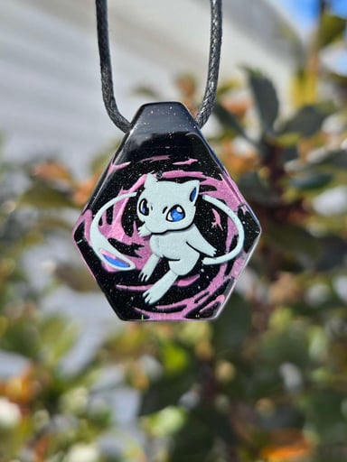 Preview pic of Shiny Mew Pokemon Layered Glow Pendant