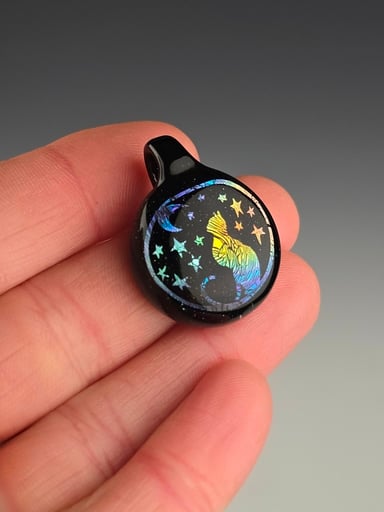 Preview pic of Spiller Woods Rainbow Dichro Kitty pendant