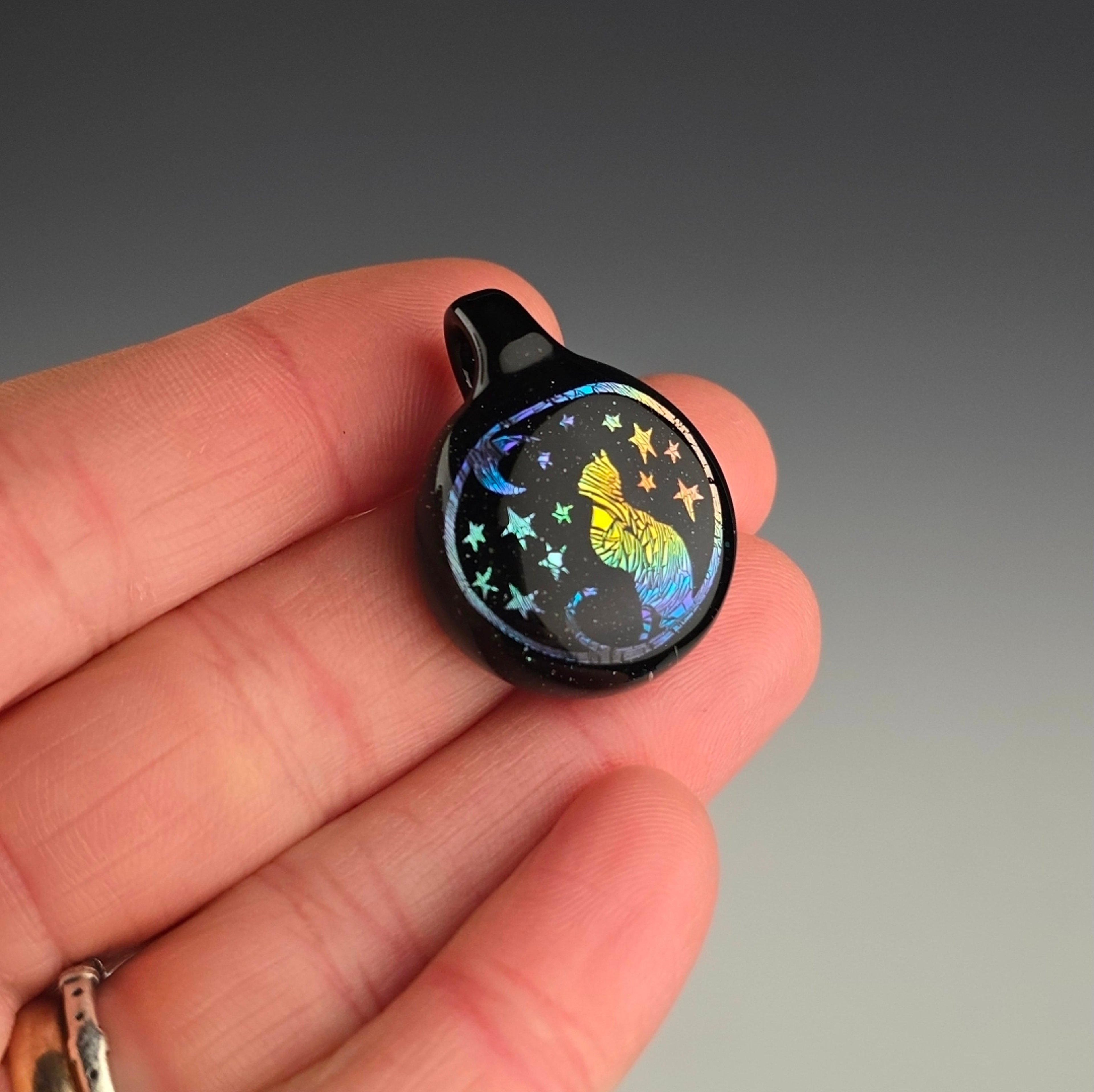 Preview pic of Spiller Woods Rainbow Dichro Kitty pendant