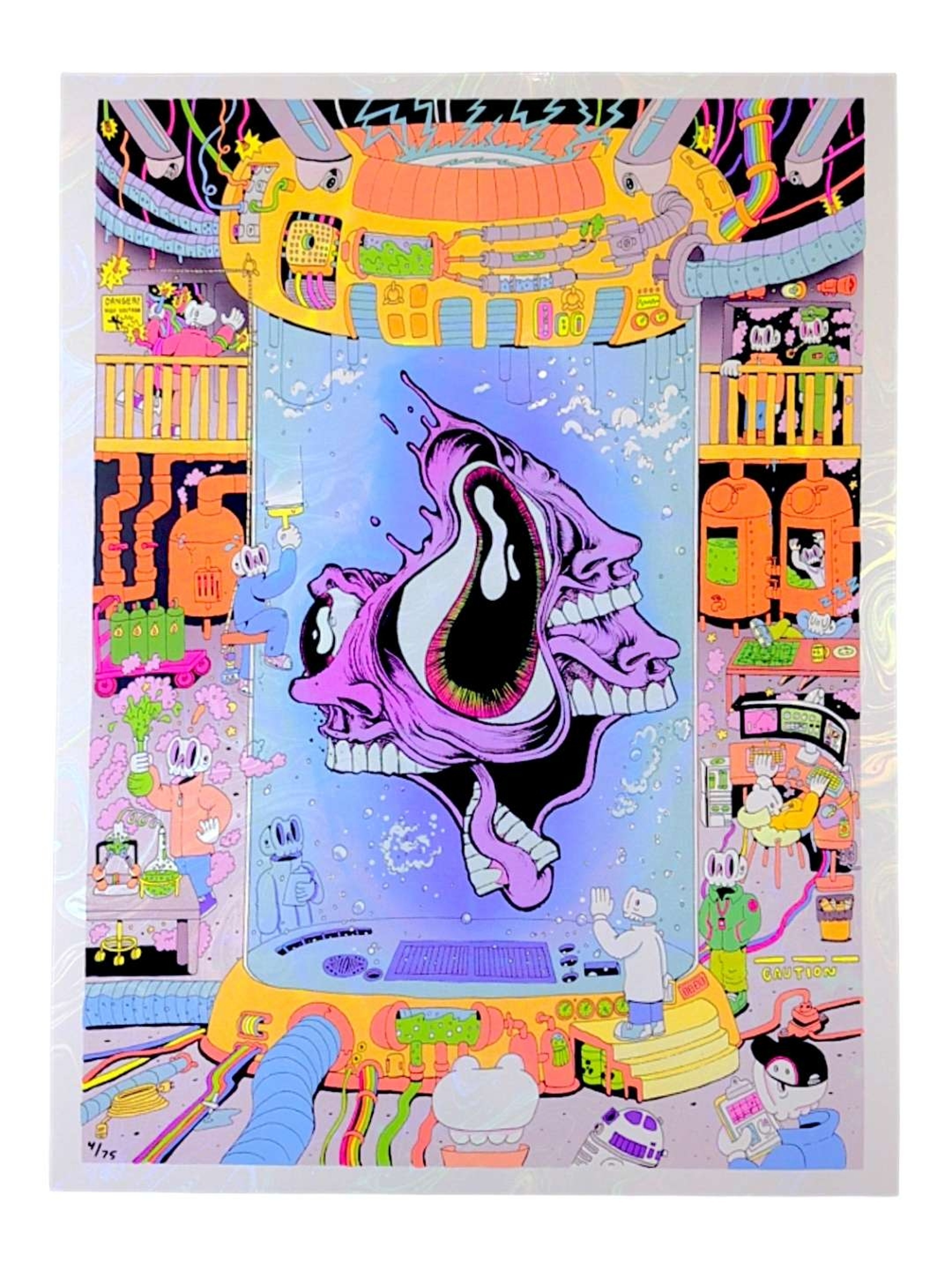 Aaron Brooks x Skully Vibes "Skulls and Faces (White Swirl Foil)" Print image 0