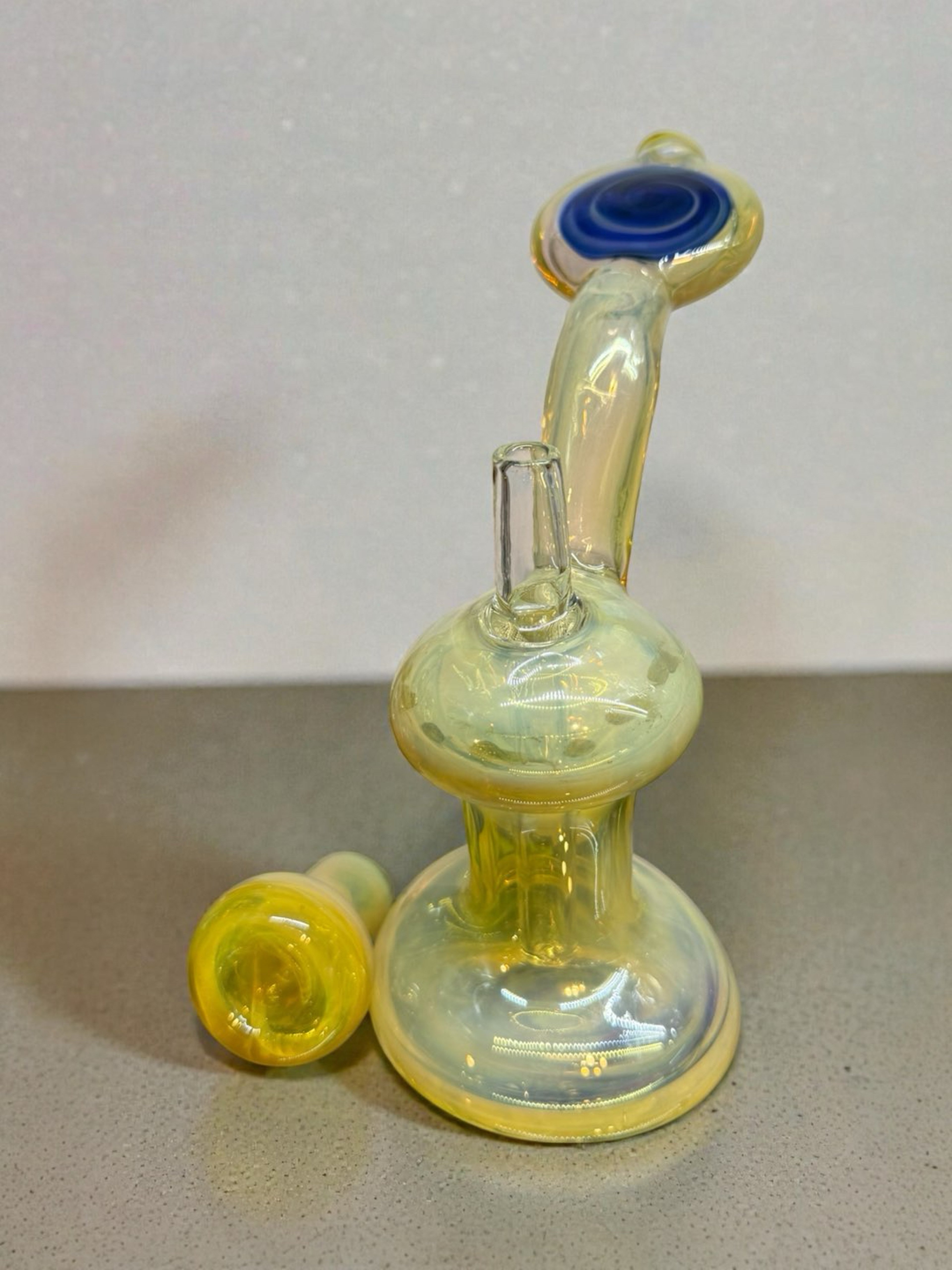 Preview pic of 8” Custom Hand-Blown Fumed Glass Rig – Complete Matching Set
