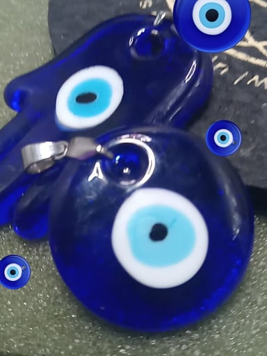 Preview pic of Collectible 2pce Heady Glass Evil Eye Pendant Set
