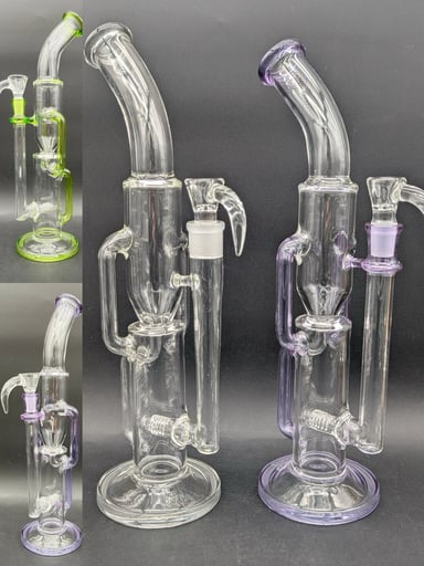 Preview pic of GREEK GLASS 16.5" RECYCLER 2.0 BONG ( 18mm & 14mm Versions )