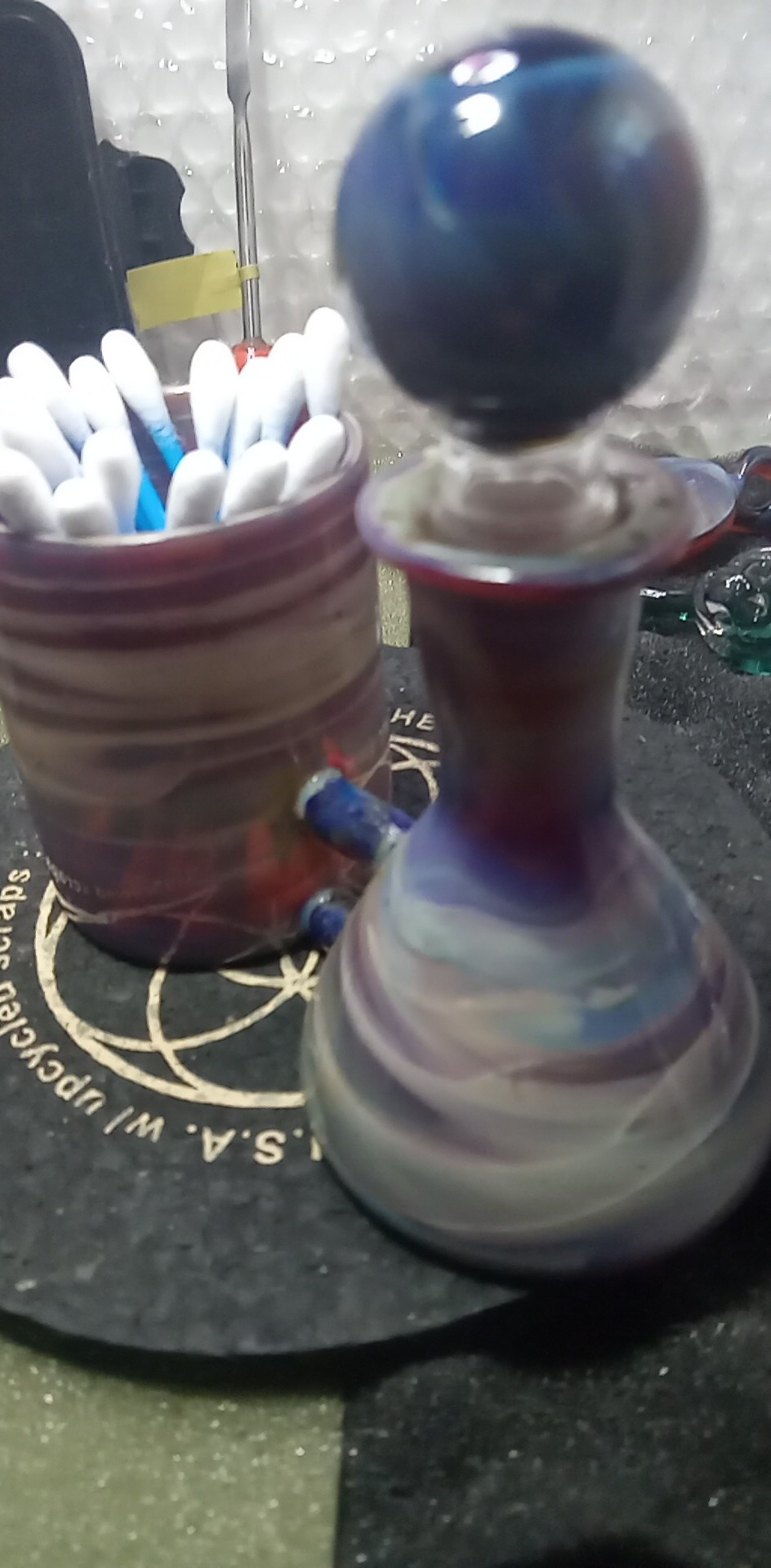 Heady glass,Collectible, HIGH quality, ISO &Qtip Holder image 0