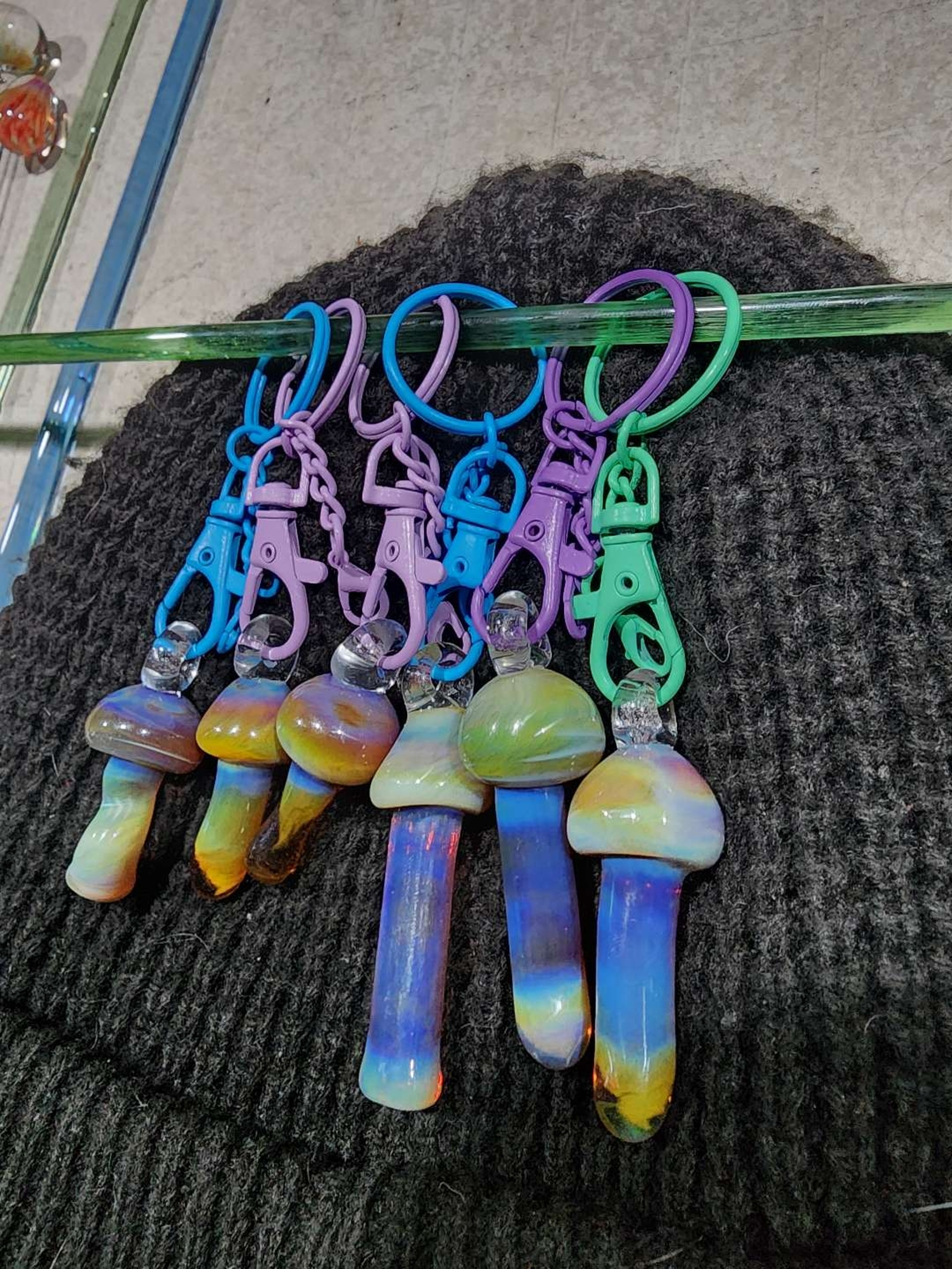 Heady Cerulean mushroom keychains image 0