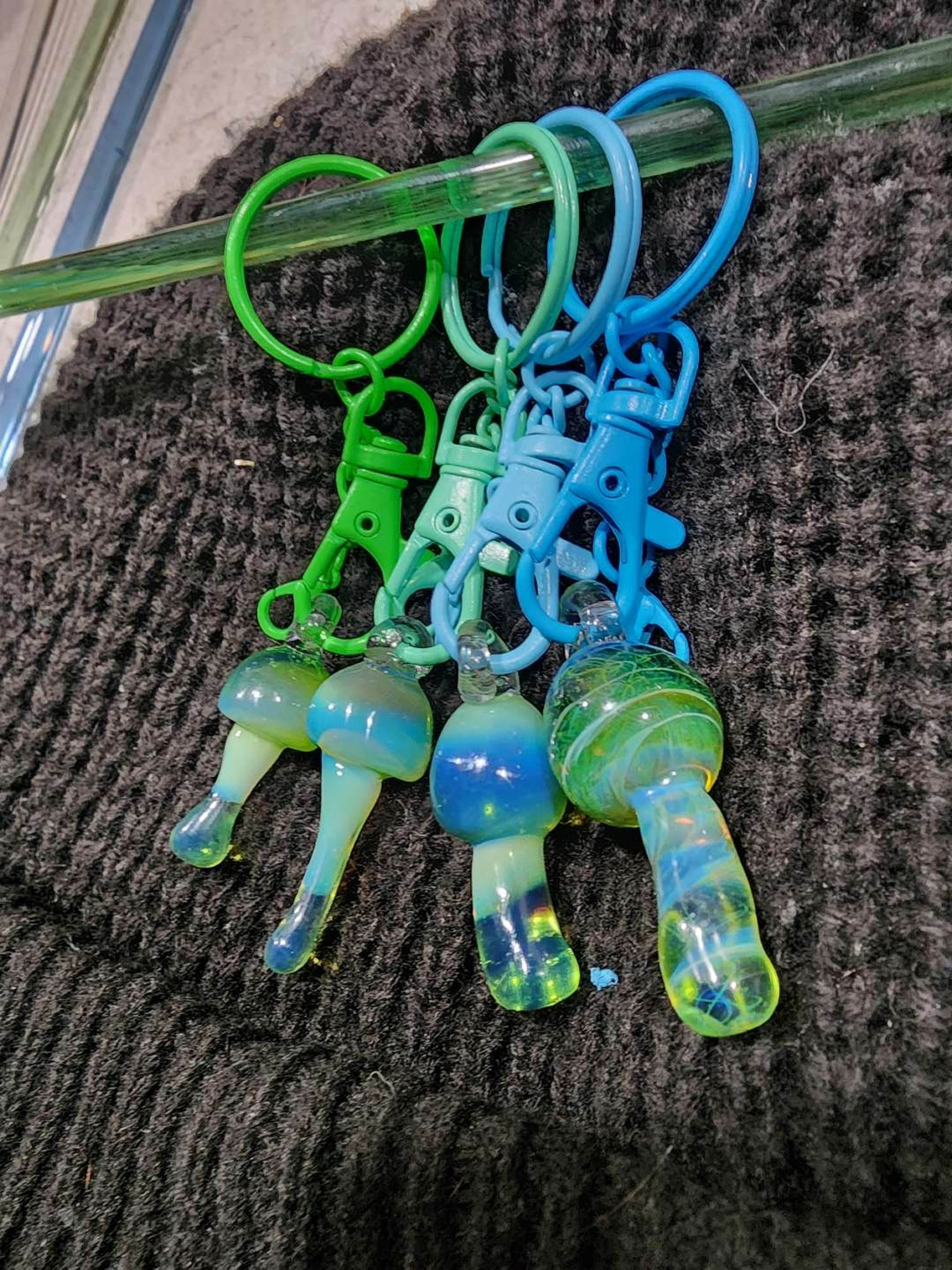 Heady Egyptian Green mushroom key chains image 0