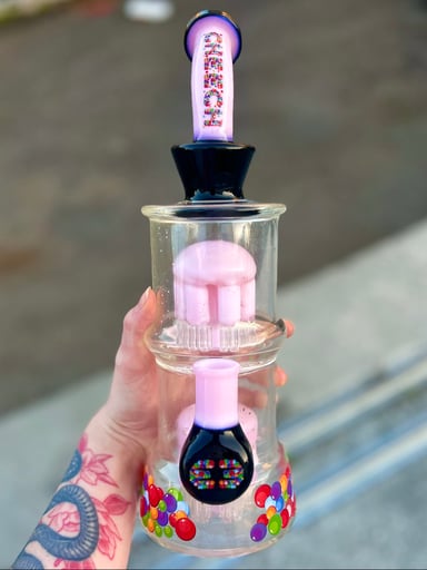 Preview pic of CHEECH Glass 🍭 14” Mini Monster Dab Rig in Pink