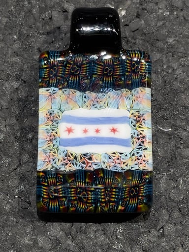 Preview pic of Jeff Heathbar Tile Chicago Flag Murrine