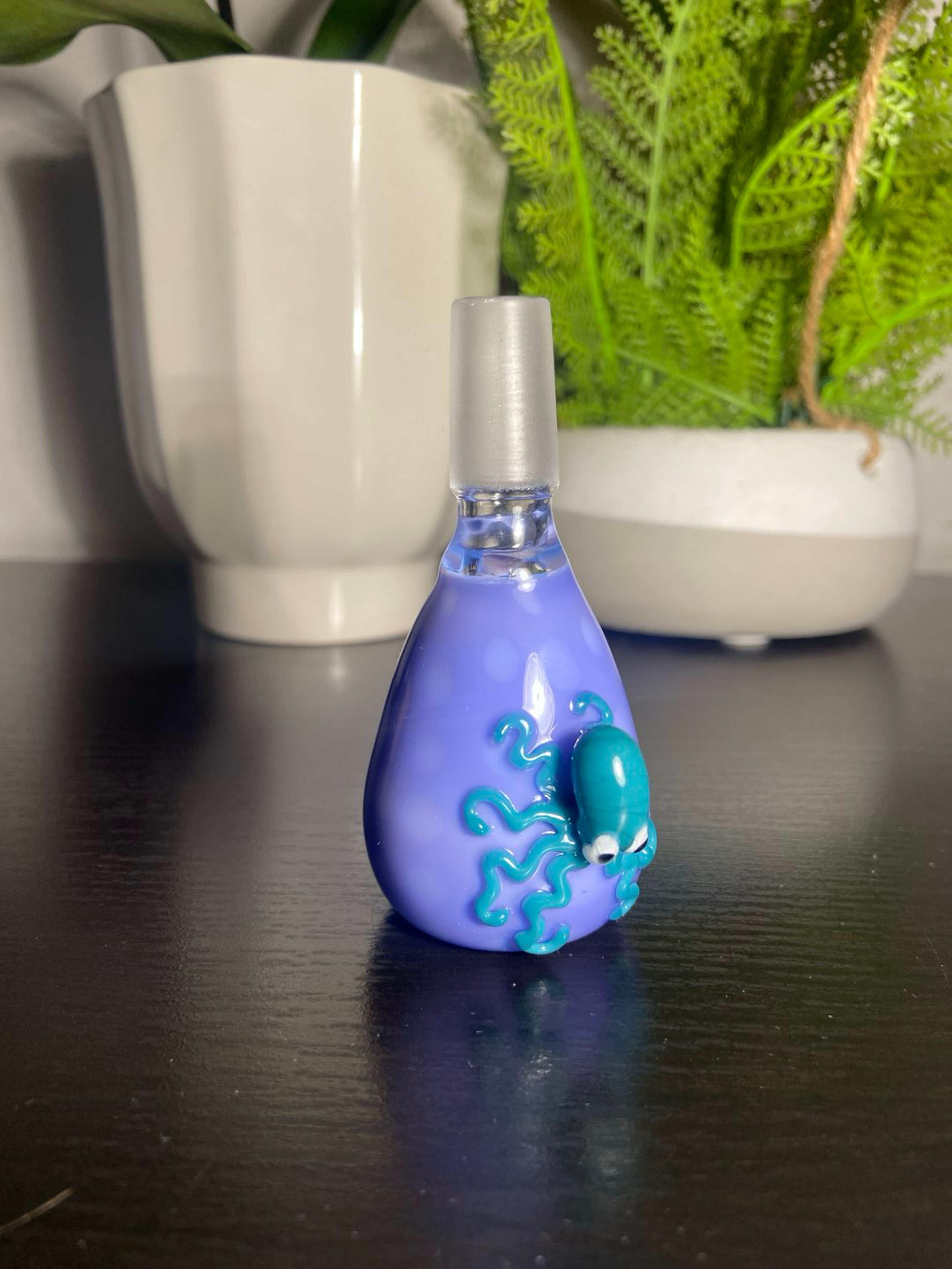 14mm purple glass slide with a octopus image 0