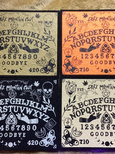 Preview pic of Set Of 4 Ouija Board Moodmats By Dark Mountain Cult Limited Editions!!! Rare!!!