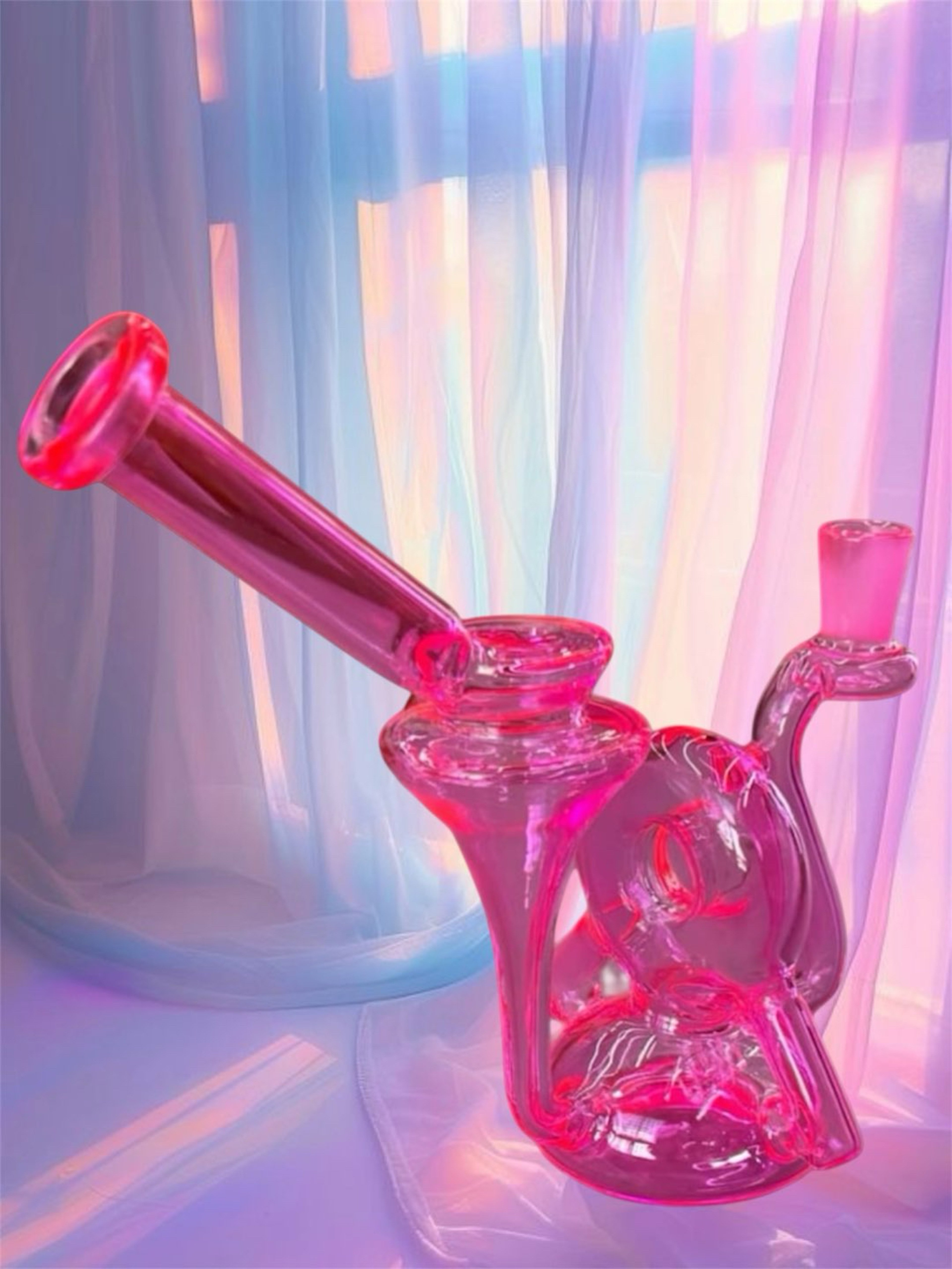 Preview pic of Style 2) Hot Pink 8" Donut Chamber Uptake Quad Recycler